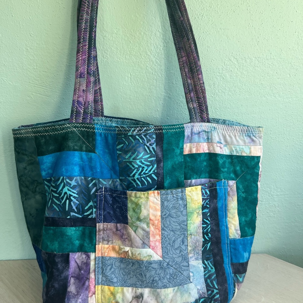 Unique design Handmade quilted “Seaside” theme tote